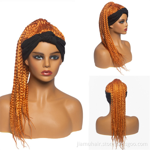 High Puff African Turban Ponytail Afro Synthetic Box Braids Headwrap Drawstring Wrap-Ponytail Headband Wigs for Woman